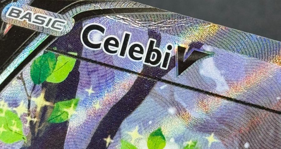 Crease on a full-art holo, before treatment